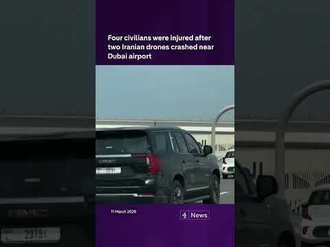 Four civilians were injured after two Iranian drones crashed near Dubai airport