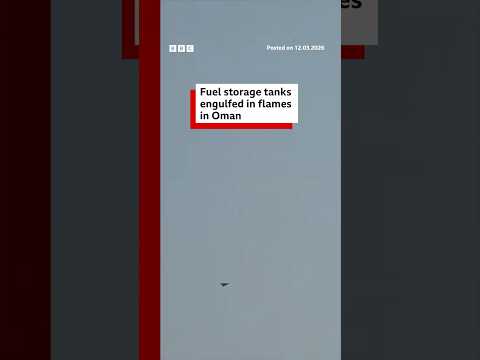 Fuel storage tanks engulfed in flames in Oman. #Fuel #Fire #Drones #Oman #BBCNews