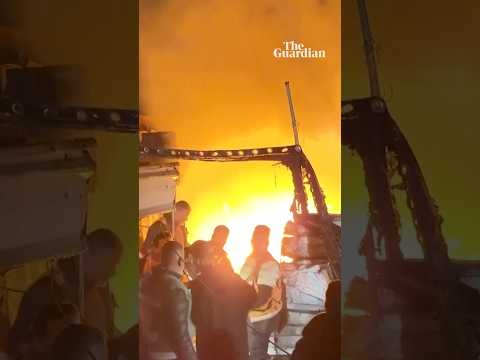 Israeli strike on displacement camp in Gaza causes fire to break out