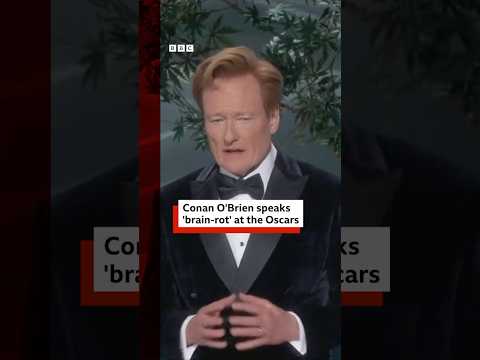 Conan O’Brien speaks ‘brain-rot’ at the Oscars. #Oscars #BBCNews