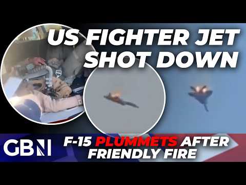 IRAN BREAKING: dramatic images show US F-15 fighter jet PLUMMET to the ground after friendly fire