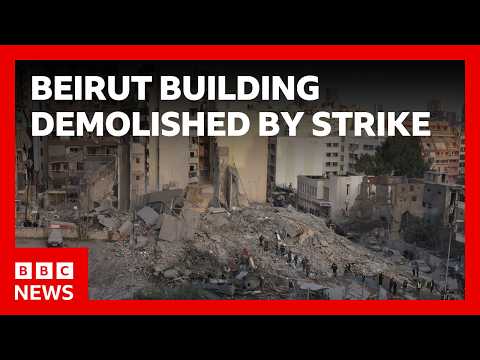 Israeli strike demolishes building in central Beirut | BBC News