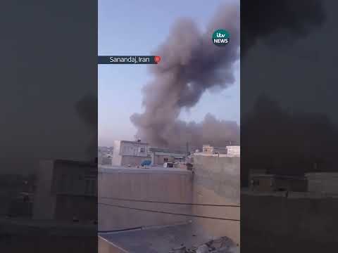 Footage shared online shows explosions in the Sanandaj and Tehran #itvnews #iran #tehran #sanandaj