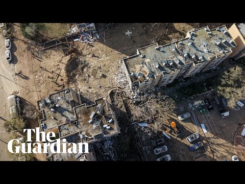 Drone footage shows widespread damage to two Israeli cities after Iranian missile strikes