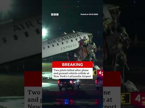 Two pilots killed after plane collided with firefighting vehicle in New York. #NewYork #BBCNews