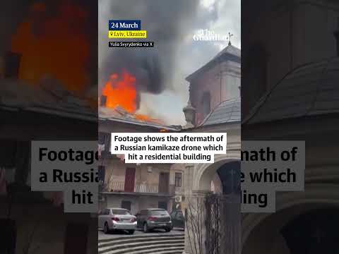 Russian drone hits Ukrainian city centre as Moscow launches large-scale strikes