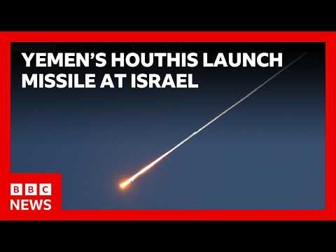 Yemen’s Iran-backed Houthis launch missile at Israel for first time since war began | BBC News