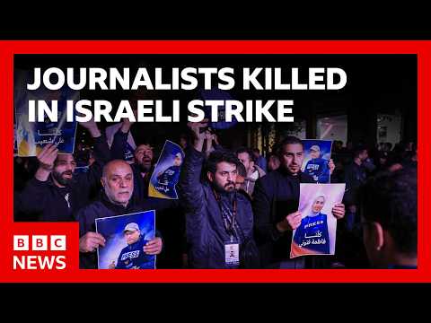 Three Lebanese journalists killed in Israeli strike, say broadcasters | BBC News