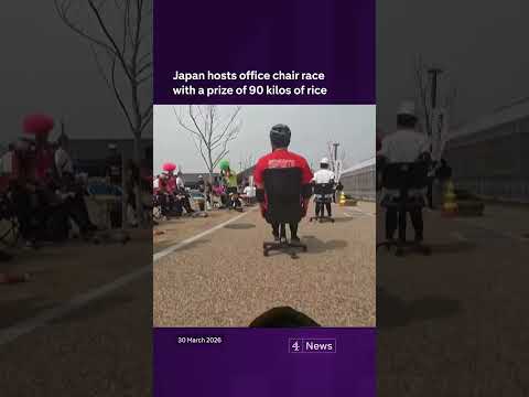 Japan hosts office chair race with a prize of 90 kilos of rice
