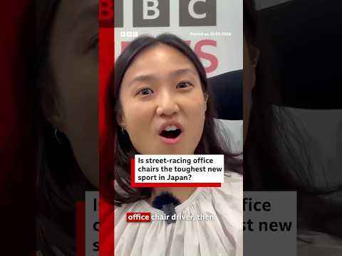 People in Japan compete in office chair races. #Japan #BBCNews