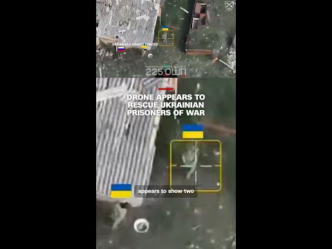Drone appears to rescue Ukrainian prisoners of war