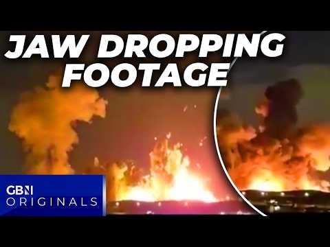 WATCH: Iranian ammo depot ERUPTS as US-Israeli bunker busting bomb strike sparks into fireball | NEW