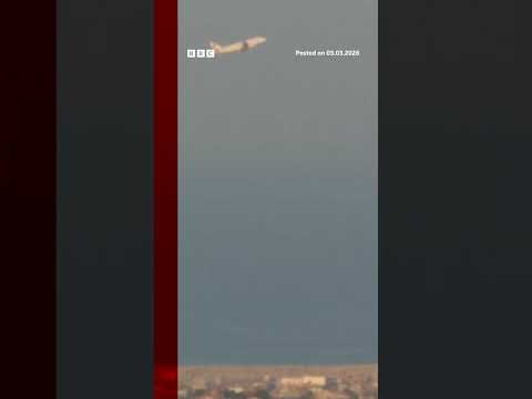 Commercial airplane takes off as Israeli strikes hit Beirut. #Beirut #Israel #BBCNews | BBC News