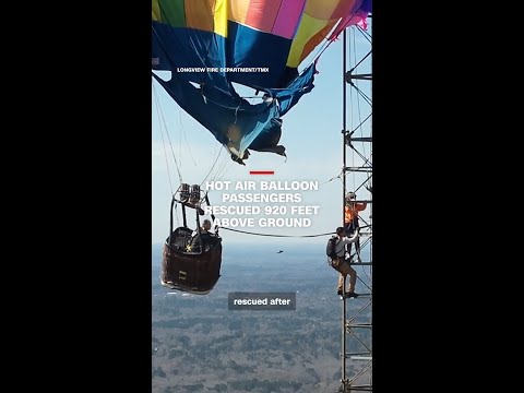 Hot air balloon passengers rescued 920 feet above ground