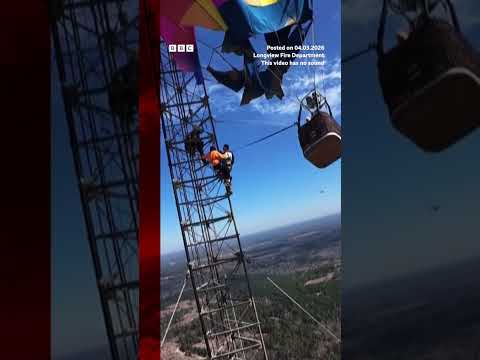 Dramatic hot air balloon rescue in Texas. #Texas #BBCNews | BBC News