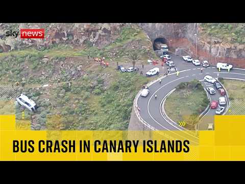 At least one dead and over 20 in hospital after bus carrying Britons crashes in the Canary Islands