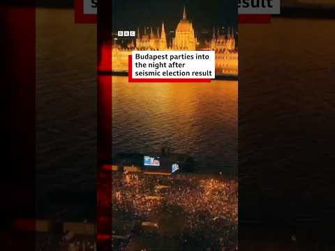 Thousands celebrated overnight after Viktor Orbán conceded defeat after 16 years. #Hungary #BBCNews