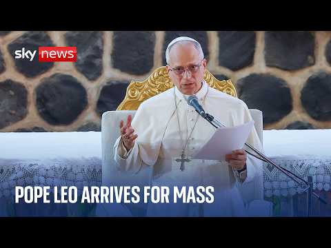 Pope Leo XIV arrives Japoma Stadium for a Holy Mass