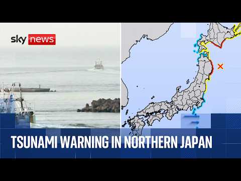 Major earthquake triggers tsunami warning in ​northeastern Japan | Sky News coverage