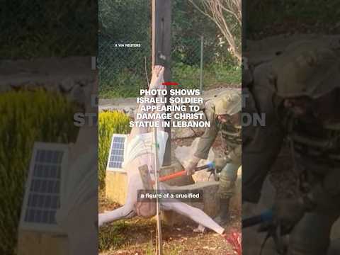 Photo shows Israeli soldier appearing to damage Christ statue in Lebanon