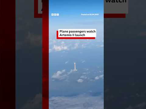 Plane passengers watch Artemis II launch. #Nasa #Space #BBCNews
