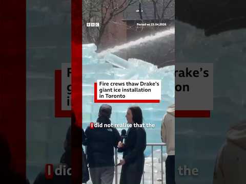Fire crews thaw Drake’s giant ice installation in Toronto. #BBCNews