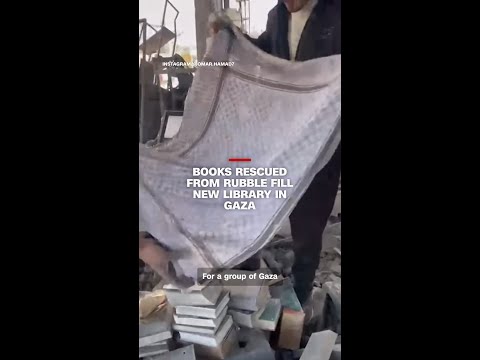 Books rescued from rubble fill new library in Gaza