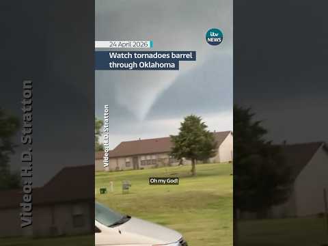 Watch several powerful tornadoes barrel through Oklahoma, damaging homes and shutting down roads