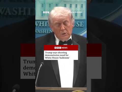 Trump references new White House ballroom currently under construction. #DonaldTrump #BBCNews