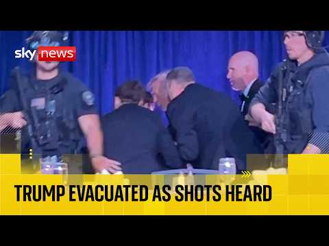 Sky News reporter films moments after shots heard at White House Correspondents Dinner