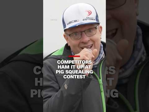 Competitors ham it up at pig squealing contest