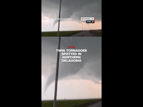 Twin tornadoes spotted in northern Oklahoma