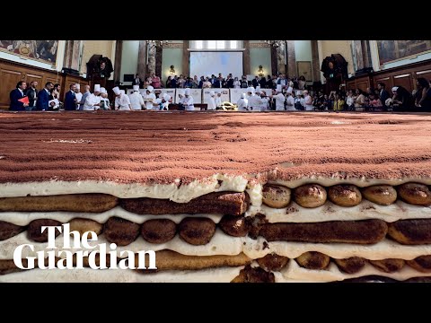 Two tonnes of mascarpone and 19,000 eggs: chefs make world’s longest tiramisu
