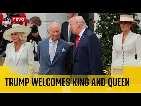 King and Queen arrive for White House ceremony | US state visit