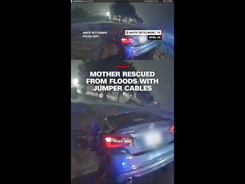 Mother rescued from floods with jumper cables