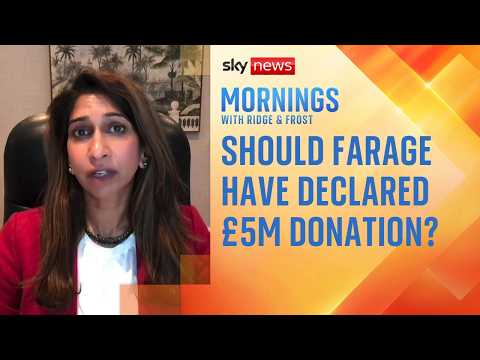 Reform MP Suella Braverman clashes with Sky’s Sophy Ridge over £5m donation to Nigel Farage