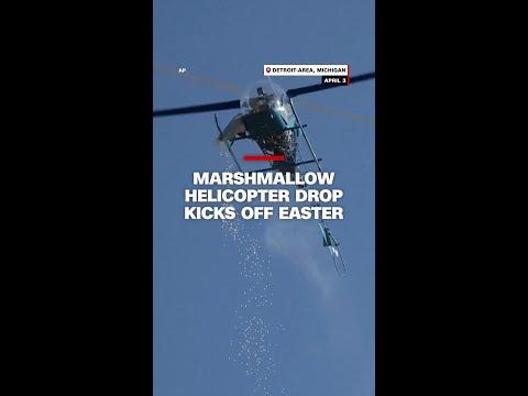 Marshmallow helicopter drop kicks off Easter