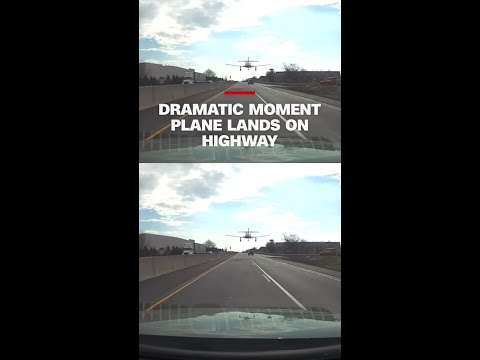 Dramatic moment plane lands on highway