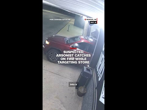 Suspected arsonist catches on fire while targeting store