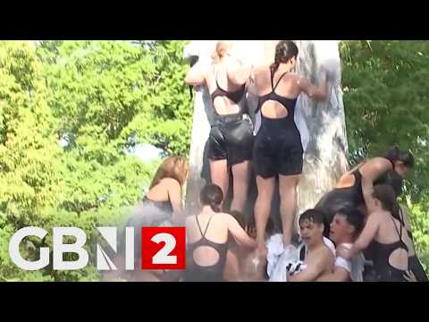 WATCH: US Naval Academy attempt annual greased climb
