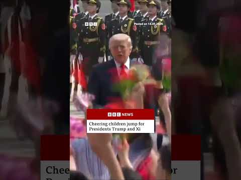 Cheering children welcome Trump to Beijing #BBCNews