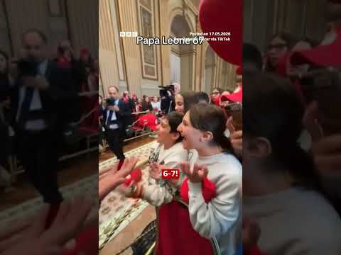 Pope Leo does viral ‘6-7’ meme in the Vatican. #67 #Pope #PopeLeo #Vatican #BBCNews