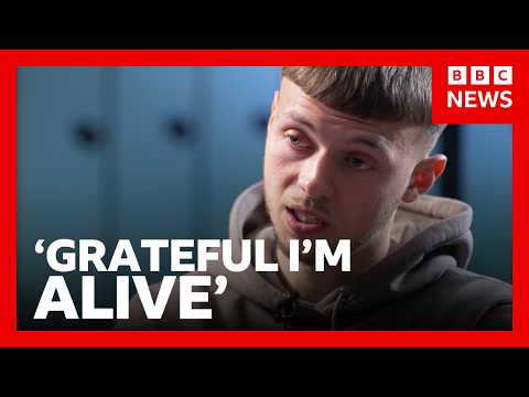 Footballer stabbed seven times recalls train knife attack | BBC News