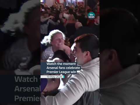 Watch the moment Arsenal fans celebrate Premier League win