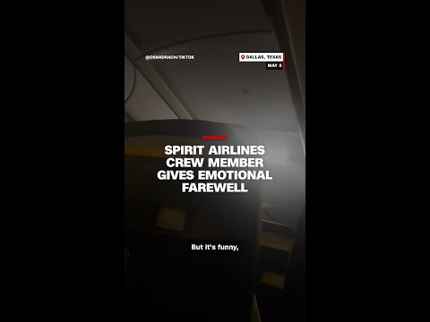 Spirit Airlines crew member gives emotional farewell