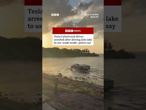 Man arrested in Texas for intentionally driving Tesla Cybertruck into lake. #USNews #BBCNews