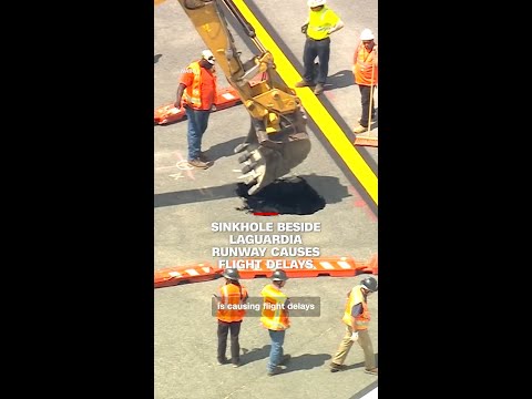 Sinkhole beside LaGuardia Airport runway delays flights