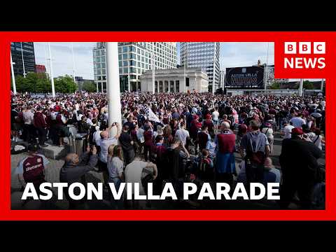Aston Villa fans line streets as team set for Europa League victory parade | BBC News