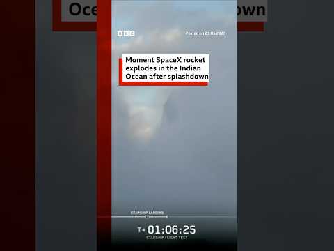 Moment SpaceX rocket explodes in the Indian Ocean after splashdown. #SpaceX #BBCNews