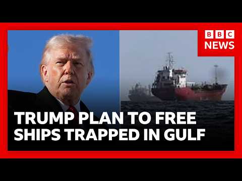 Trump says US will free ships stranded in strait of Hormuz | BBC News